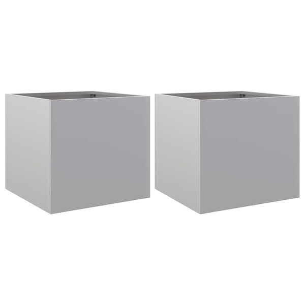 vidaXL Planters 2 pcs Silver 32x30x29 cm Galvanised Steel