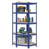vidaXL 5-Layer Corner Shelf Blue Steel&Engineered Wood