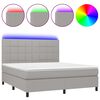 vidaXL Box Spring Bed with Mattress&LED Light Grey 160x200 cm Fabric