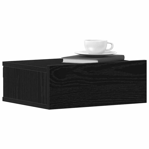 vidaXL Floating Nightstand Black Oak 40x32x15 cm Engineered Wood