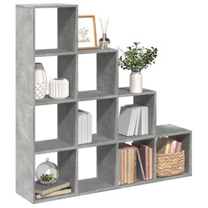 vidaXL Room Divider Bookcase 4-Tier Concrete Grey 131,5x29x131,5 cm Engineered Wood