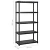 vidaXL Storage Shelf 5-Tier Black 170x40x185 cm Plastic