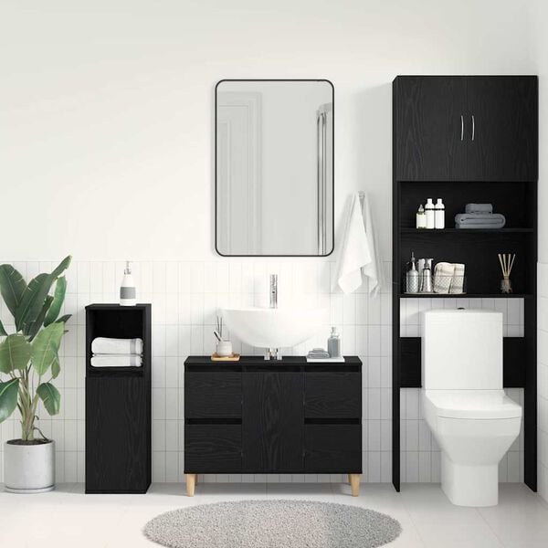vidaXL Bathroom Sink Cabinet Black Oak 80 x 33 x 60 cm Engineered Wood