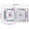 vidaXL Kitchen Sink Double Basin with Strainer & Trap Stainless Steel