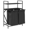 vidaXL Laundry Basket 2 Compartments with Shelves Black Oak