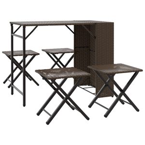 vidaXL 5 Piece Garden Camping Set Foldable Brown Poly Rattan