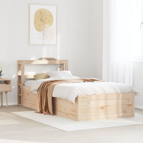 vidaXL Bed Frame with Headboard 75x190 cm Small Single Solid Wood Pine