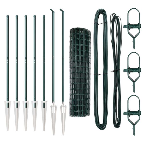 vidaXL Fence with Post Green 1.2 x 10 m Steel and PVC