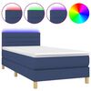 vidaXL Box Spring Bed with Mattress&LED Blue 90x190cm Fabric