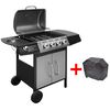 vidaXL Gas Barbecue Grill 4+1 Cooking Zone Black and Silver