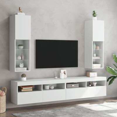 vidaXL TV Cabinet with LED Lights White 30.5x30x102 cm