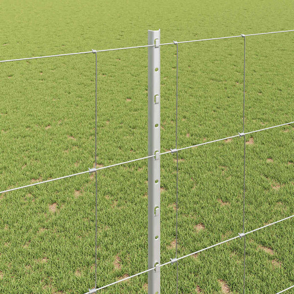 vidaXL Fence with Post Silver 1.4 x 50 m Steel