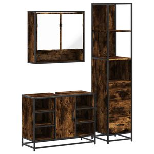 vidaXL 3&nbsp;Piece Bathroom Furniture Set&nbsp;Smoked Oak Engineered Wood