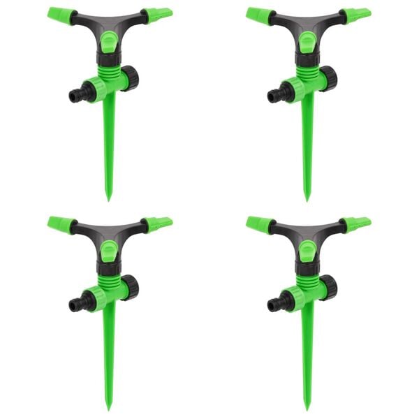 vidaXL Rotating Sprinklers 4 pcs Green and Black 16x13.5x25.5 cm ABS&PP