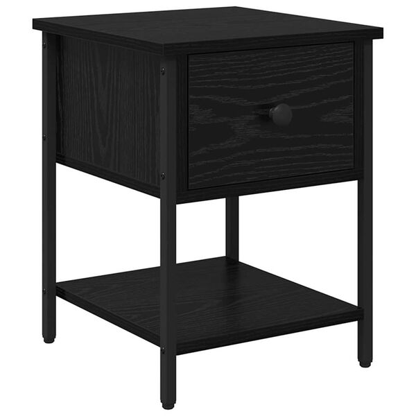 vidaXL Bedside Table Black Oak 34 x 35.5 x 45 cm Engineered Wood