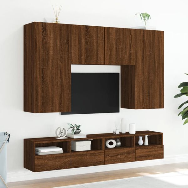 vidaXL TV Wall Cabinet Brown Oak 100x30x30 cm Engineered Wood