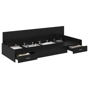 vidaXL Bed Frame with Drawer Black Oak 98.5 x 200 cm Engineered Wood
