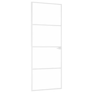 vidaXL Interior Door White 76x201,5 cm Tempered Glass&Aluminium Slim
