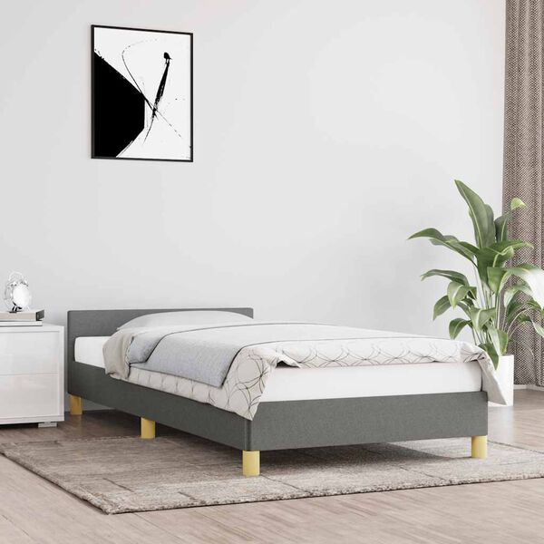 vidaXL Bed Frame without Mattress Dark Grey 90x190cm Single Fabric