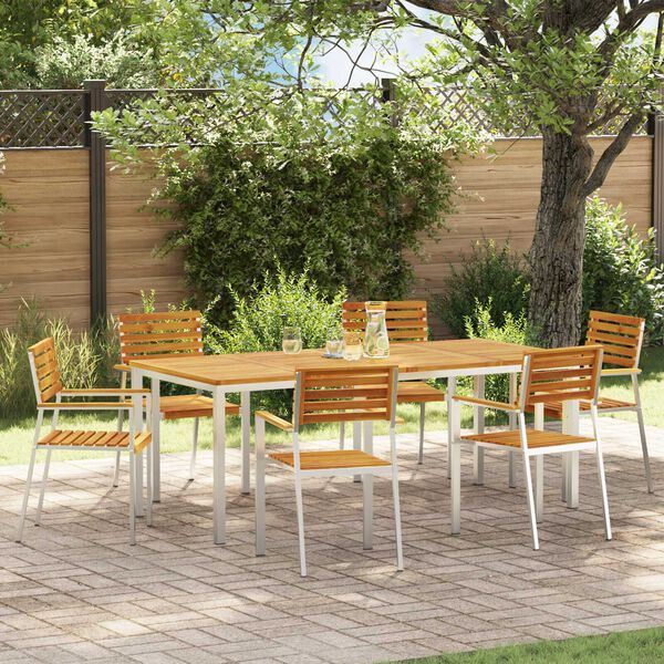 vidaXL Garden Dining Set 7 pcs Brown Solid Acacia Wood