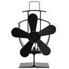 vidaXL Heat Powered Stove Fan 5 Blades Black