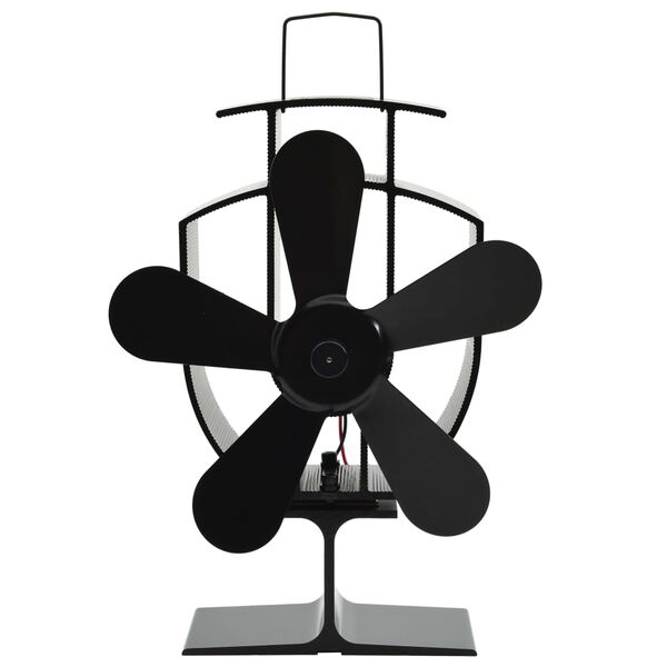 vidaXL Heat Powered Stove Fan 5 Blades Black