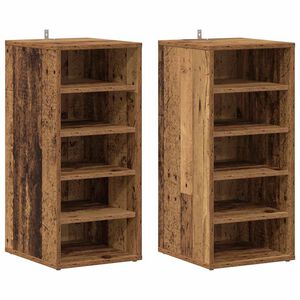 vidaXL Shoe Cabinets 2 pcs Old Wood 32x35x70 cm Engineered Wood