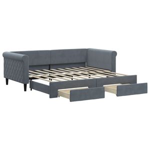 vidaXL Daybed with Trundle&Drawers without Mattress Dark Grey 90x190cm