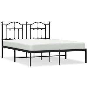 vidaXL Metal Bed Frame without Mattress with Headboard Black 140x200cm