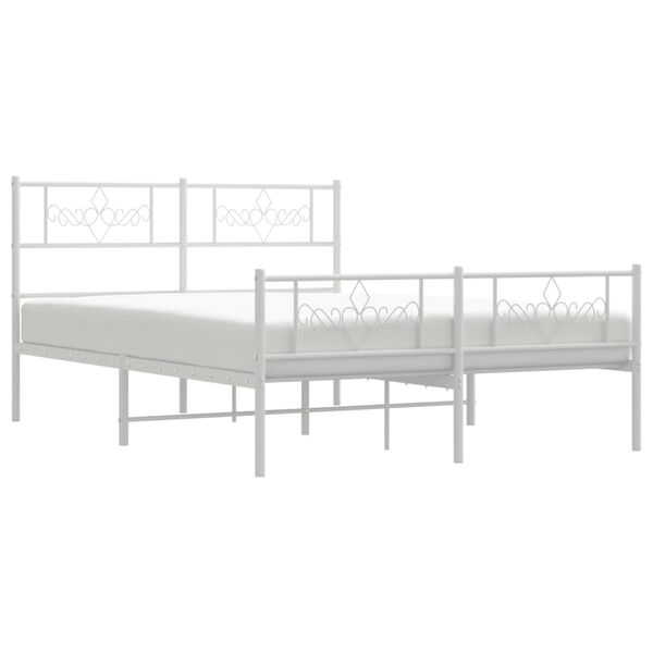 vidaXL Metal Bed Frame without Mattress with Footboard White 140x200cm