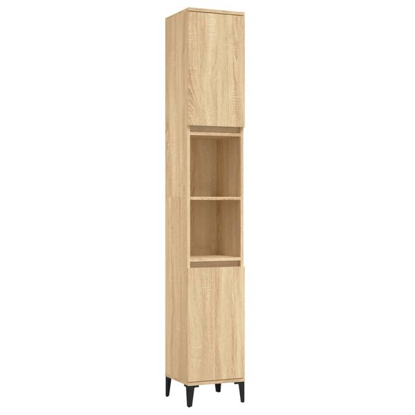 vidaXL Bathroom Cabinet Sonoma Oak 30x30x190 cm Engineered Wood