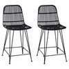 vidaXL Bar Stool 2 pcs Black 44 x 54 x 96 cm Rattan and Steel
