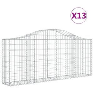 vidaXL Arched Gabion Baskets 13 pcs 200x30x80/100 cm Galvanised Iron