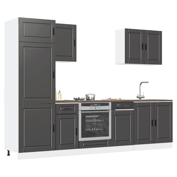 vidaXL 7 Piece Kitchen Cabinet Set Porto Black Engineered Wood
