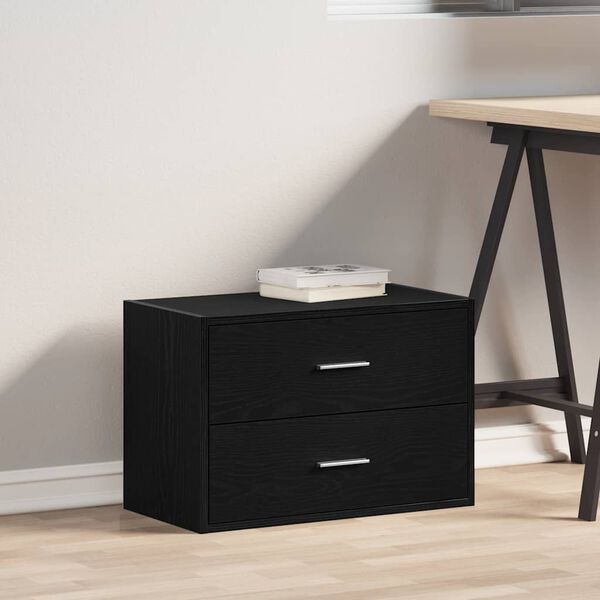 vidaXL Cabinet with 2 Drawers Black Oak 60x31x40 cm Engineered Wood