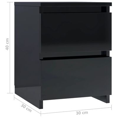 vidaXL Bedside Cabinets 2 pcs High Gloss Black 30x30x40 cm Engineered Wood