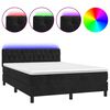 vidaXL Box Spring Bed with Mattress&LED Black 140x190cm Velvet