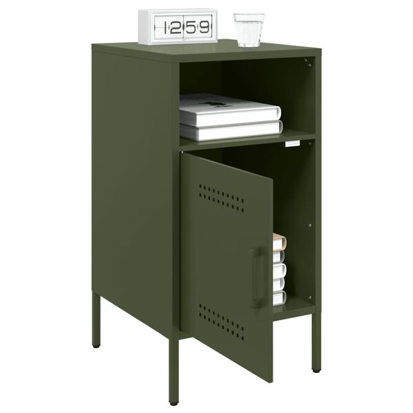 vidaXL Bedside Cabinet Olive Green 36x39x68 cm Steel