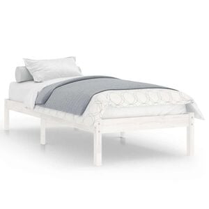 vidaXL Bed Frame without Mattress White Solid Wood Small Single