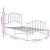 vidaXL Metal Bed Frame without Mattress with Footboard White 80x200cm