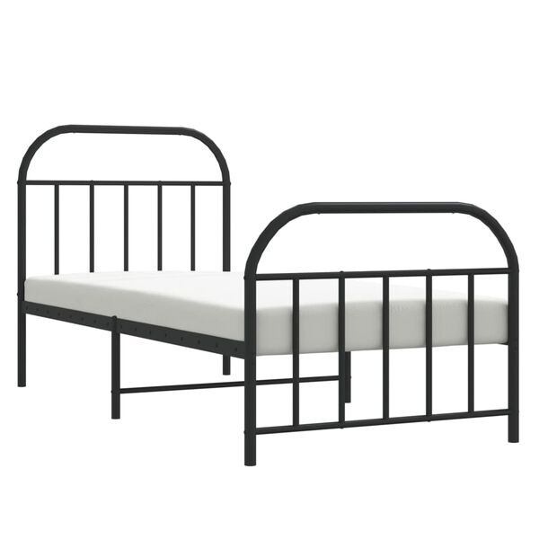 vidaXL Metal Bed Frame without Mattress with Footboard Black 80x200cm