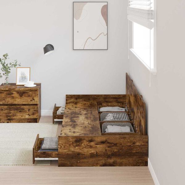 vidaXL Bed Frame with Headboard Old Wood 80 x 200 cm Engineered Wood