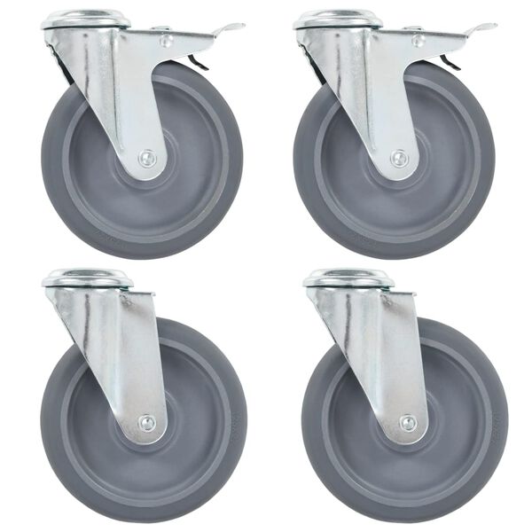 vidaXL Bolt Hole Swivel Casters 4 pcs 125 mm