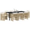 vidaXL Garden Dining Set 9 pcs Beige Powder-Coated Steel