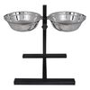 vidaXL Adjustable Double Diner Pet Dog Feeding Stand & 2 x 2.6L Stainless Steel Bowls