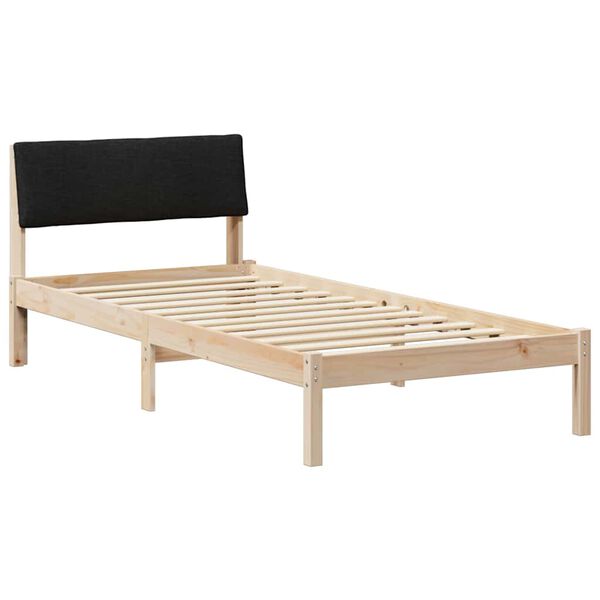 vidaXL Bed frame Brown and black 90 x 190 cm Solid pine wood