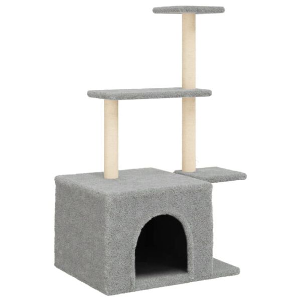 vidaXL Cat Tree with Sisal Scratching Posts Light Grey 110 cm