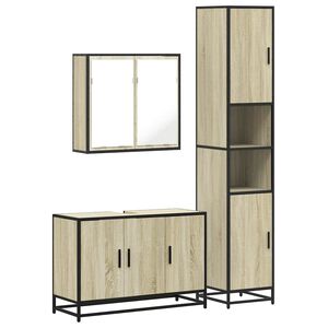 vidaXL 3 Piece Bathroom Furniture Set Sonoma Oak Engineered Wood