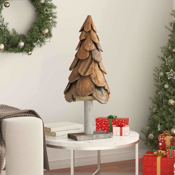 vidaXL Christmas Tree with Stand Brown 90 cm Solid teak wood