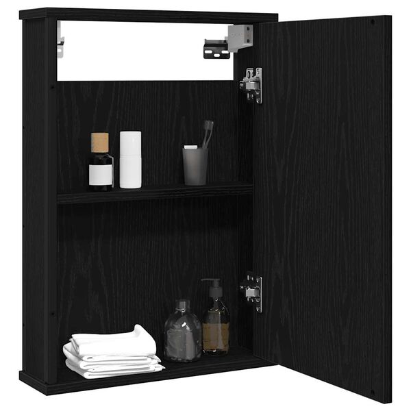 vidaXL Bathroom Mirror Cabinet Black Oak 42x12x60 cm Engineered Wood